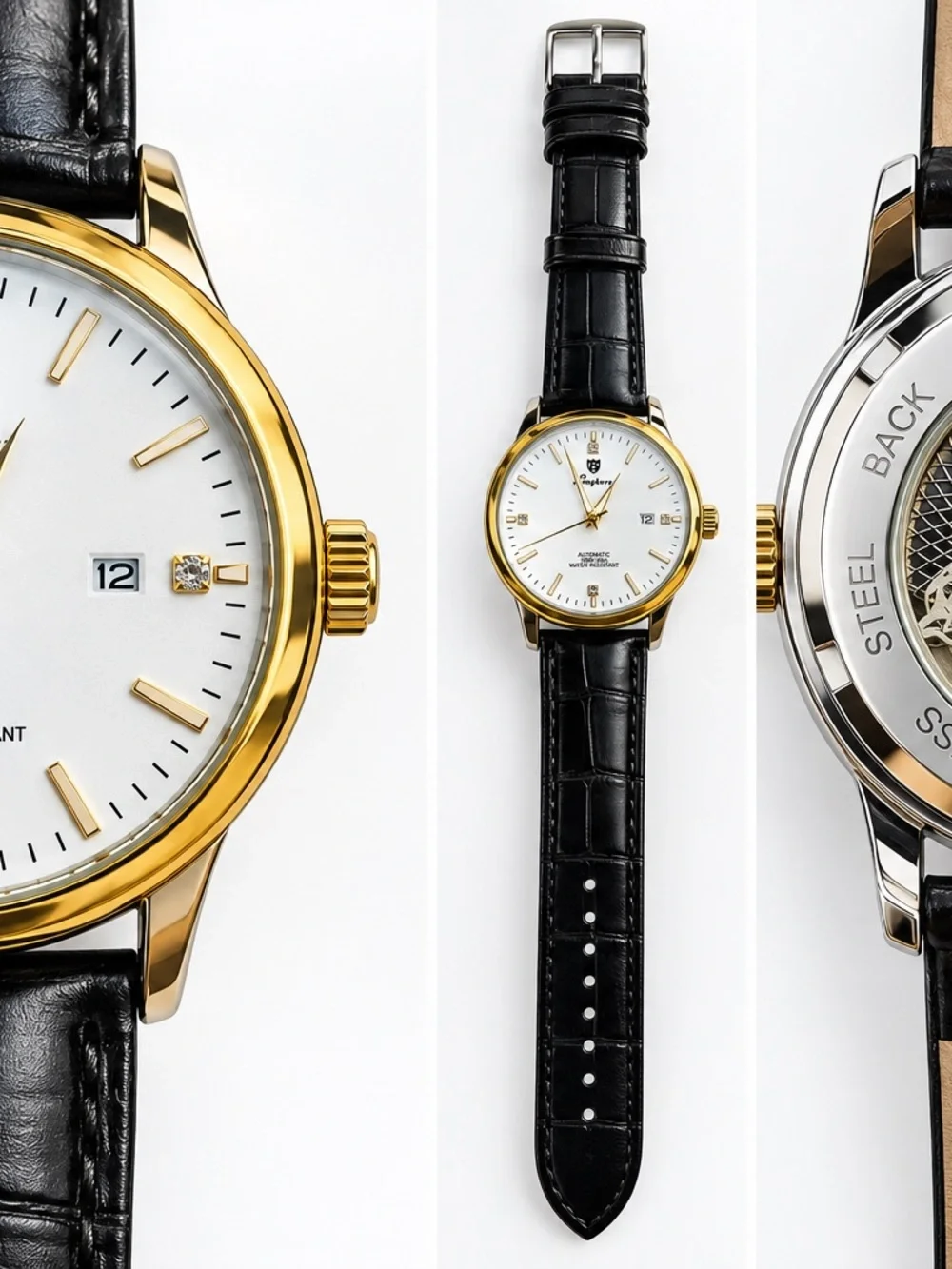 Classic Men's Gold & Black Dress Watch - Unbranded